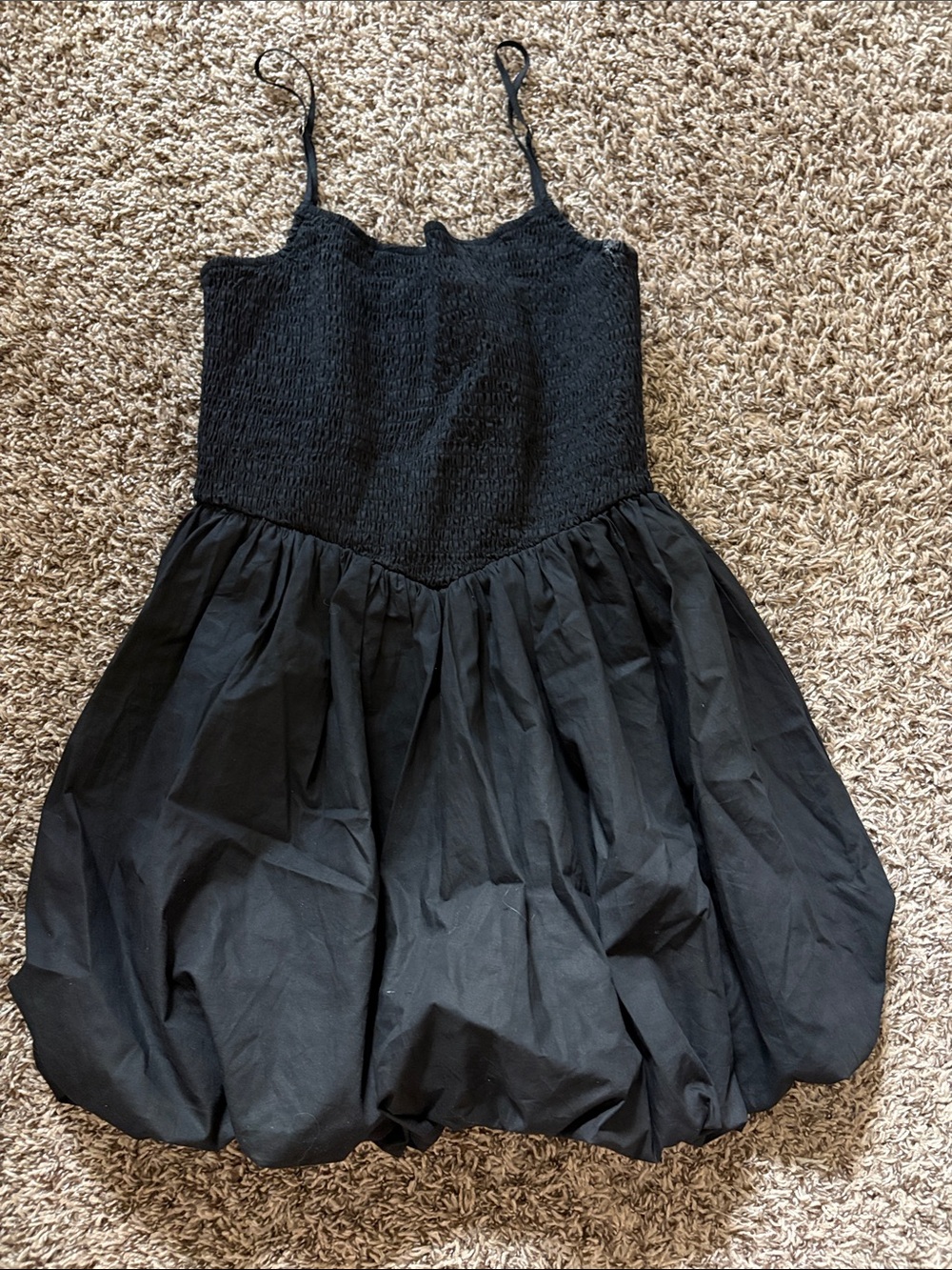 Vici Black Smocked Bodice Mini Bubble Dress